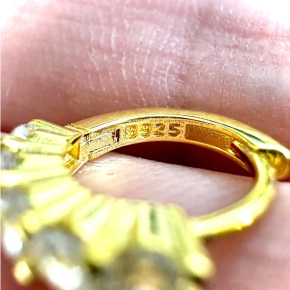 6mm Gold Plated Sterling Silver Hoop Earrings | 925 Small Huggie Hoops | CZ - Picture 3 of 8